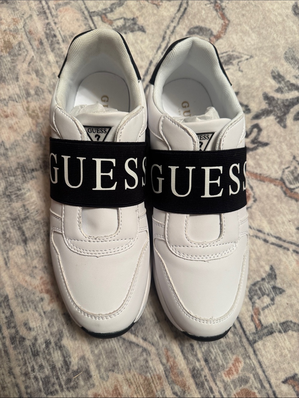 Guess White Sneakers with Black Logo Strap for Women